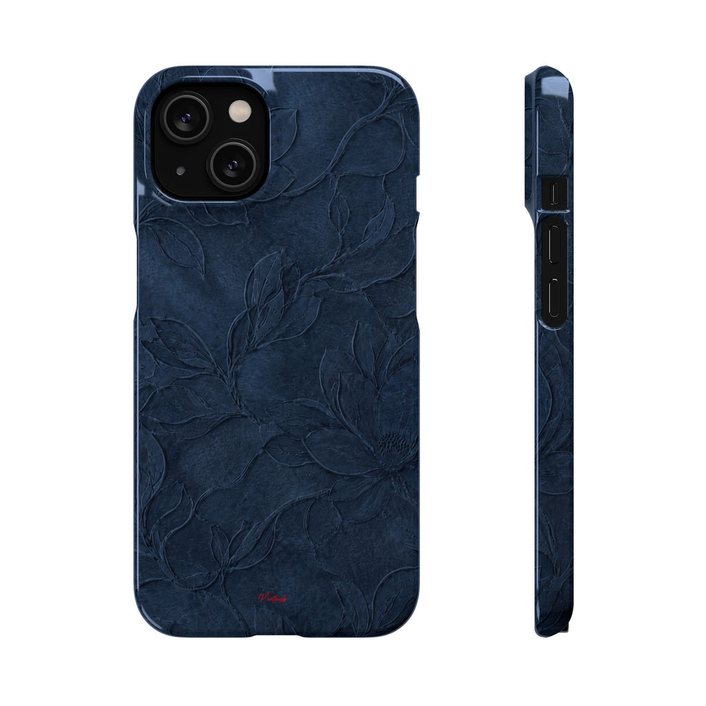 Navy Floral Textured Snap Case