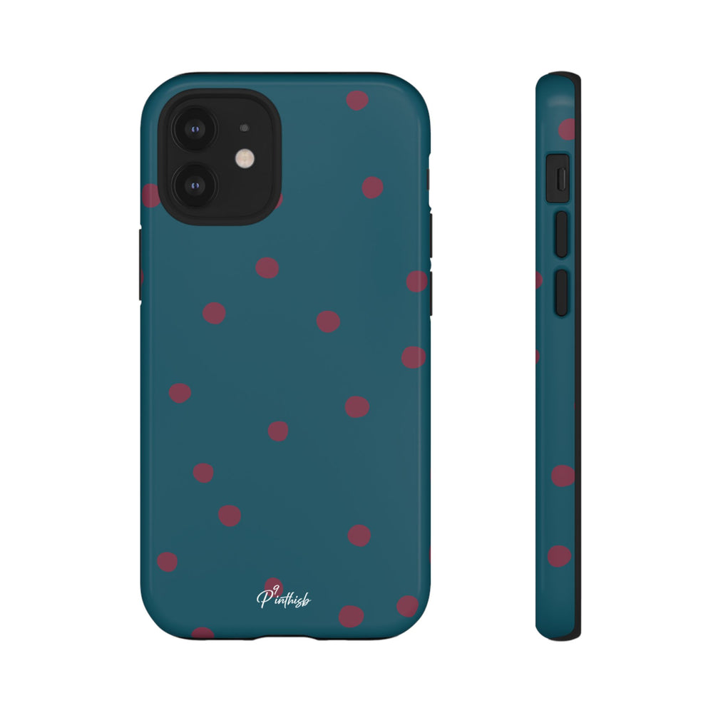 Teal & Burgundy Polka Dot Tough Phone Case