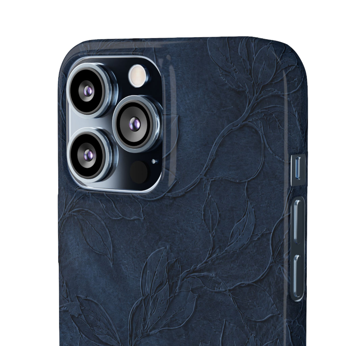Navy Floral Textured Snap Case