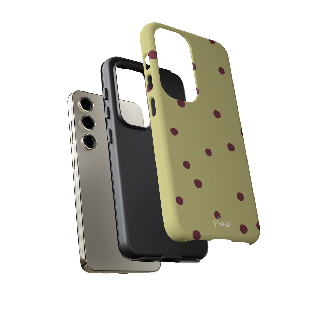 Yellow & Burgundy Polka Dot Tough Phone Case