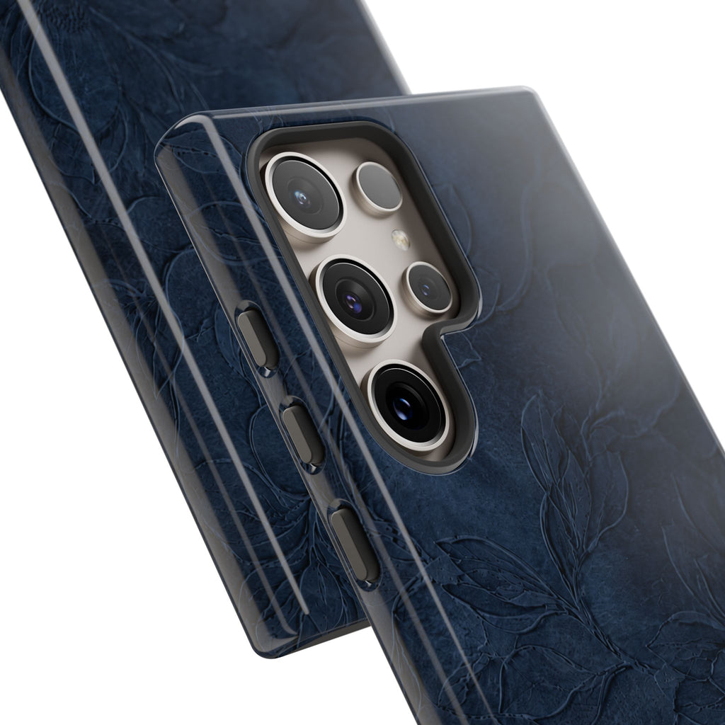 Navy Floral Textured Tough Case