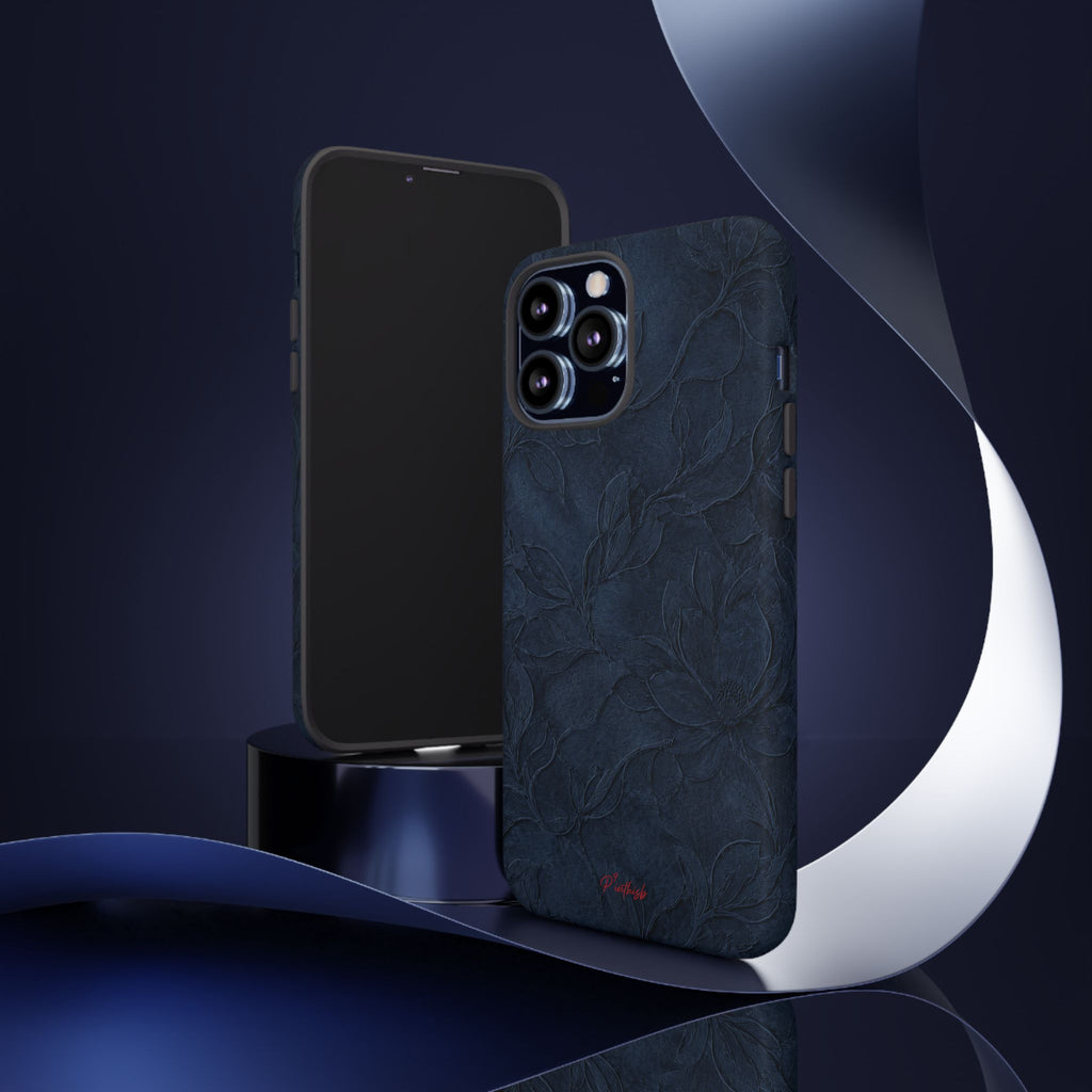 Navy Floral Textured Tough Case