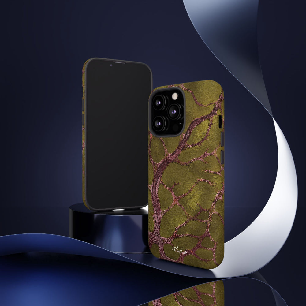 Olive & Rose Gold Tree Pattern Phone Case