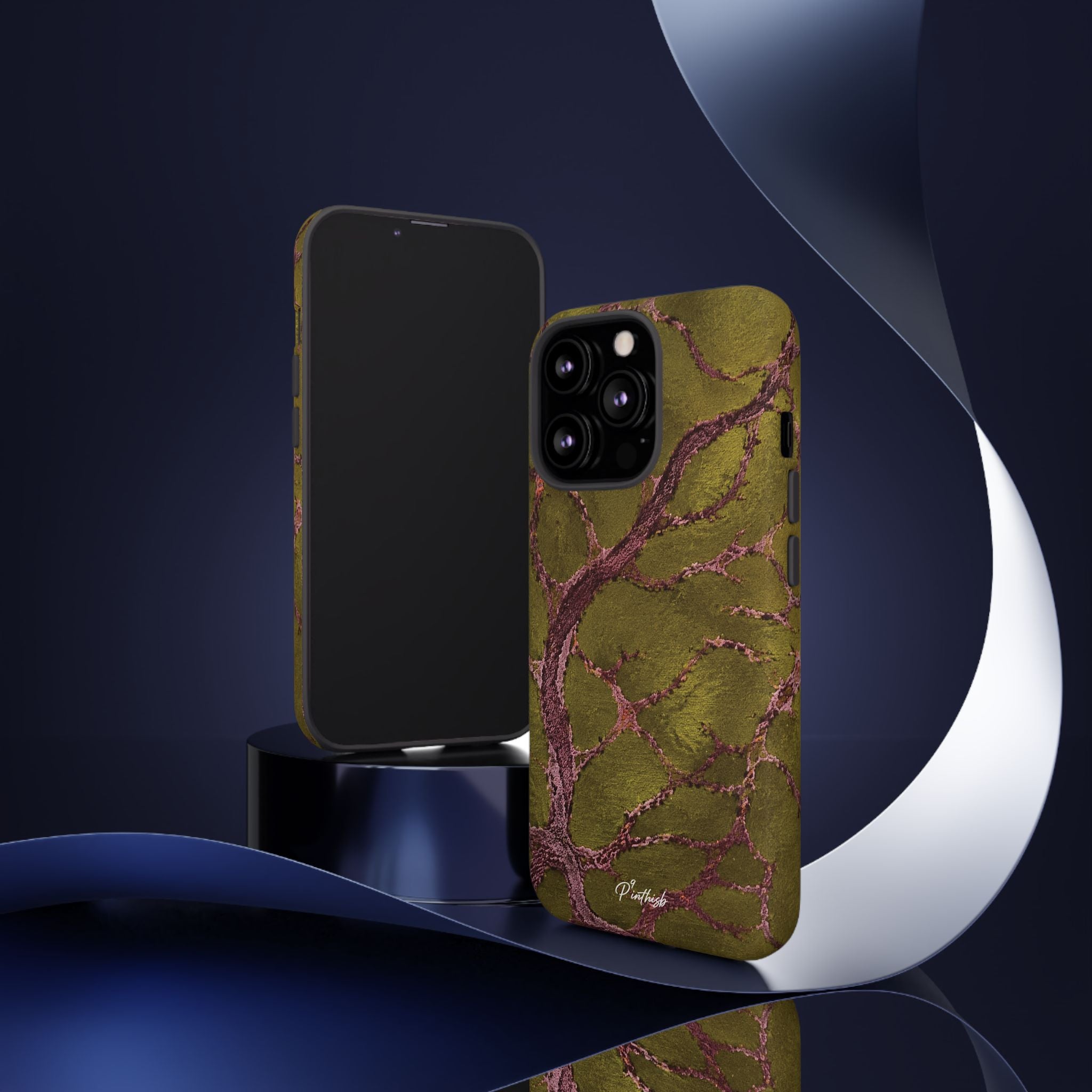 Olive & Rose Gold Tree Pattern Phone Case