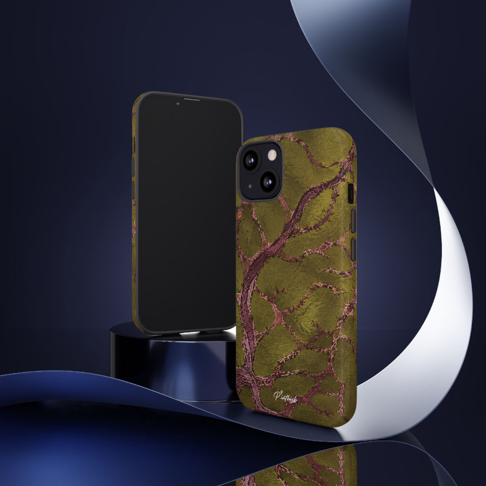 Olive & Rose Gold Tree Pattern Phone Case