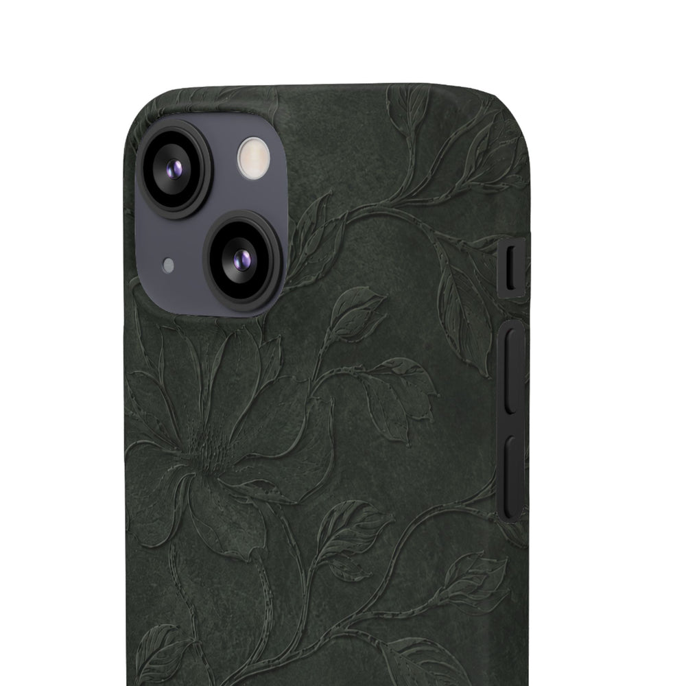 Dark Olive Floral Texture Snap Case