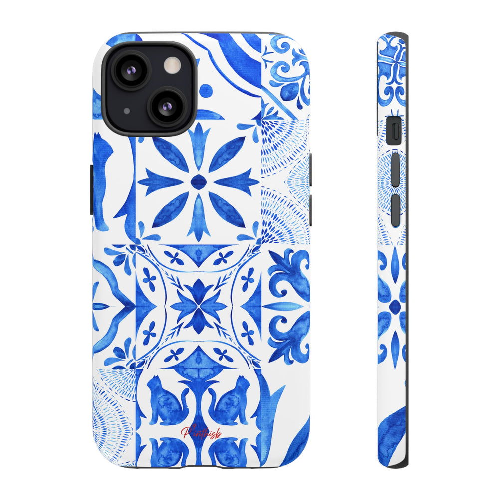 Blue Tile Pattern Tough Phone Case