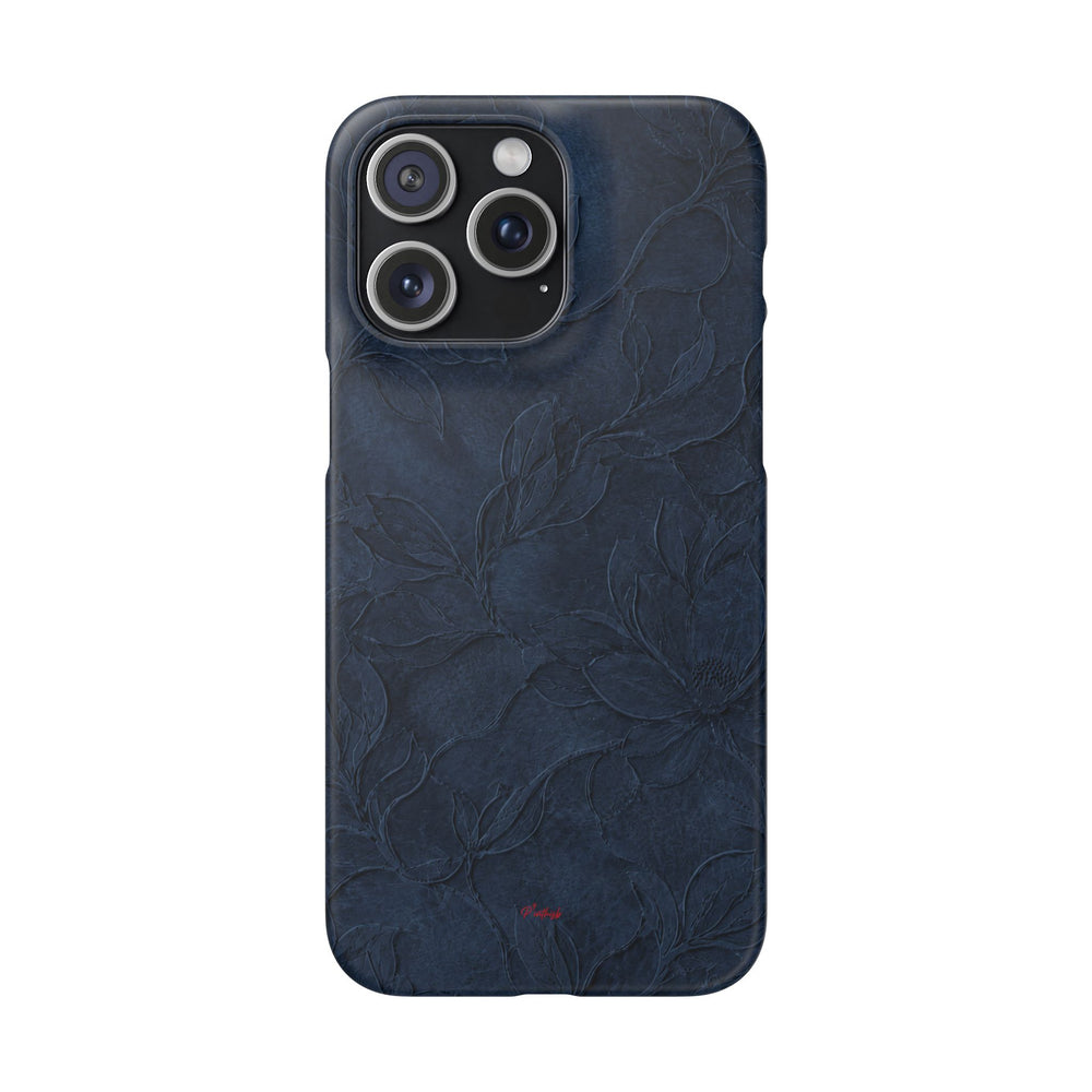 Navy Floral Textured Snap Case