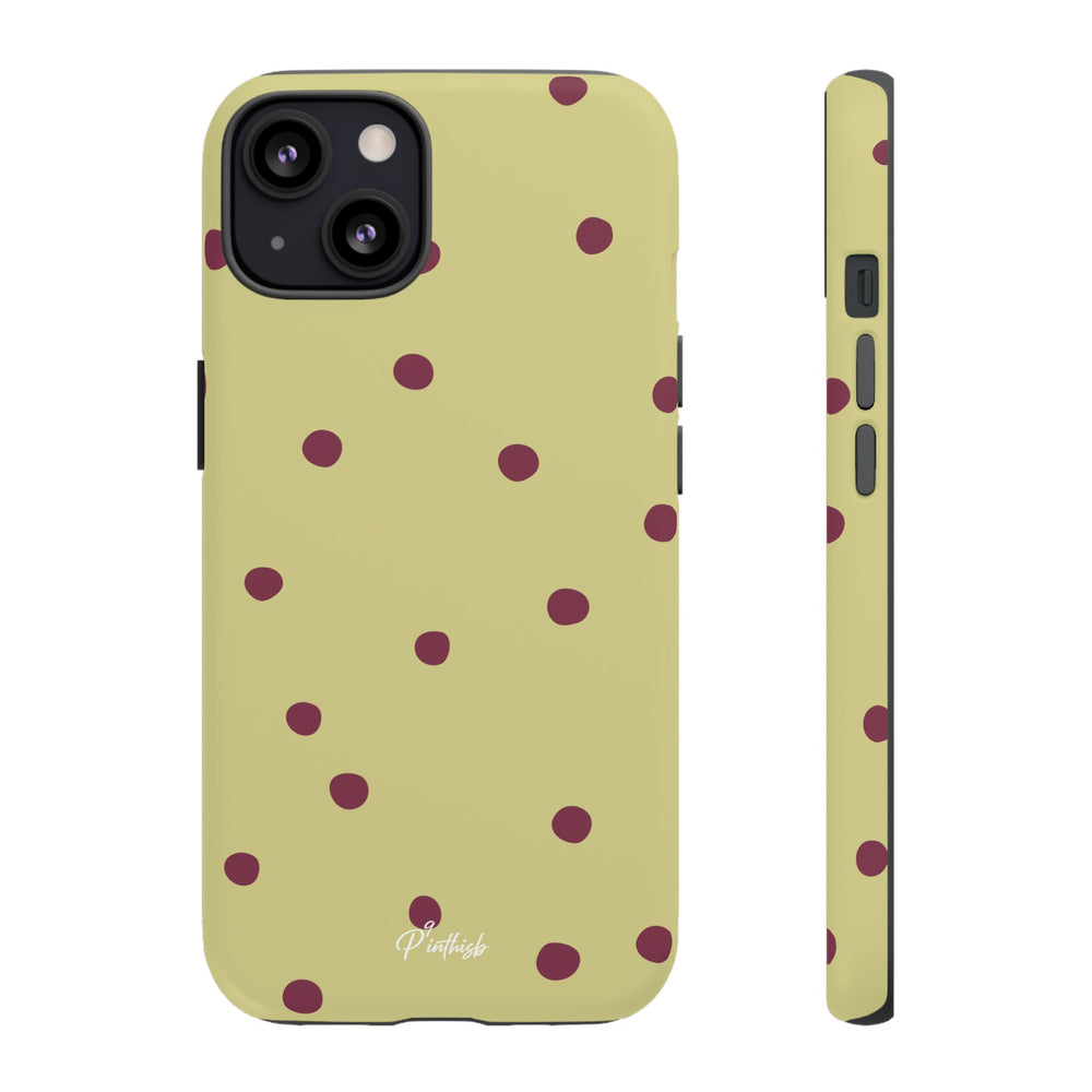 Yellow & Burgundy Polka Dot Tough Phone Case