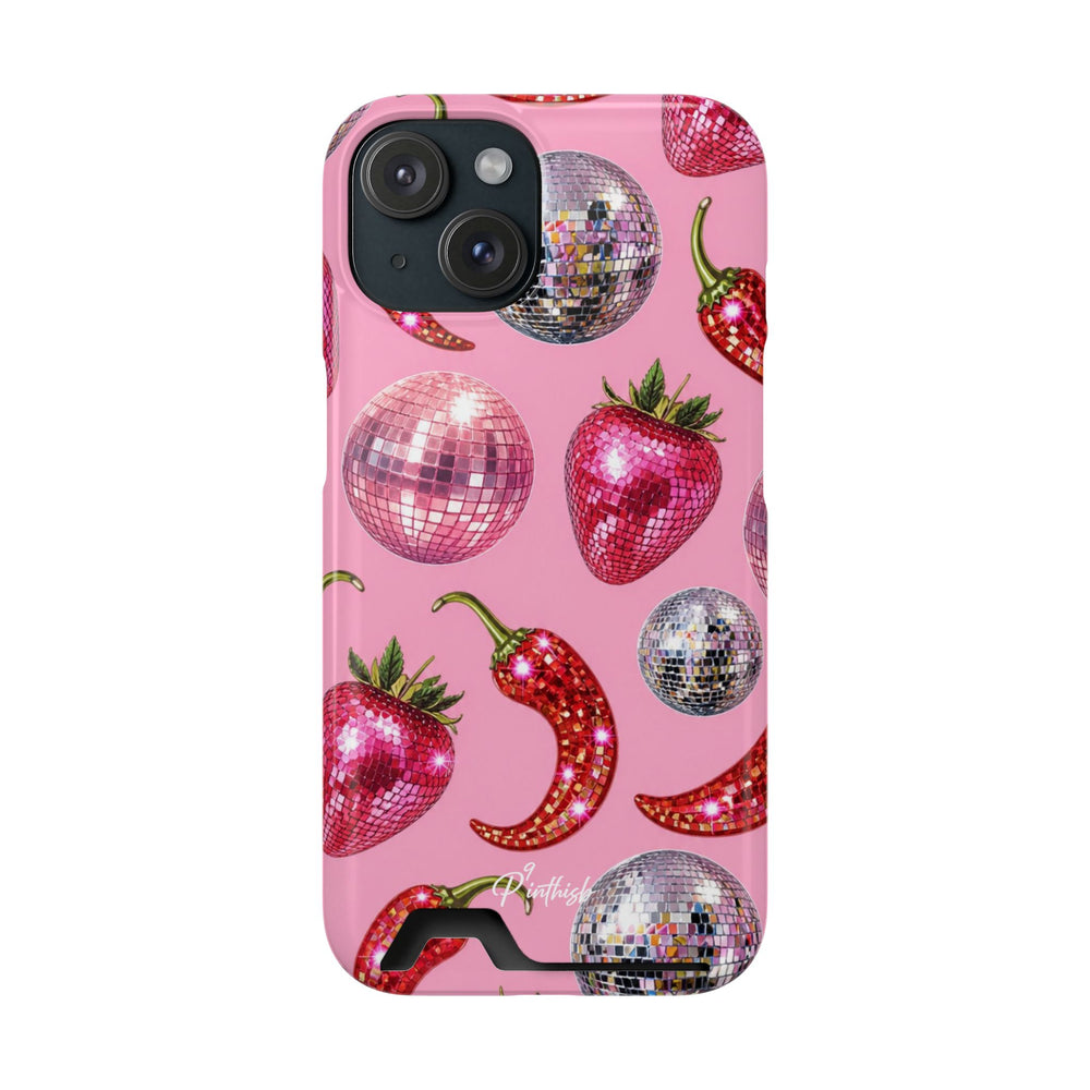 Pink Disco Strawberry & Pepper Phone Card Case