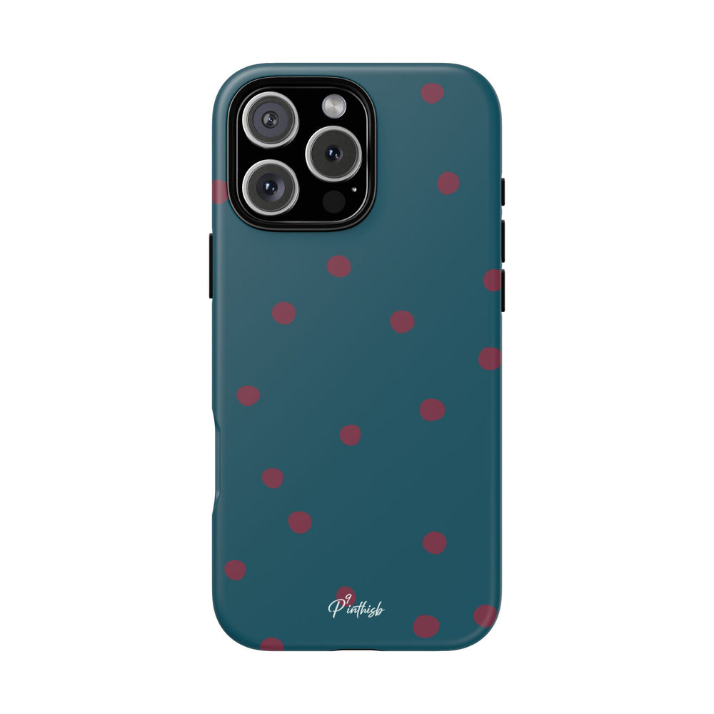 Teal & Burgundy Polka Dot Tough Phone Case