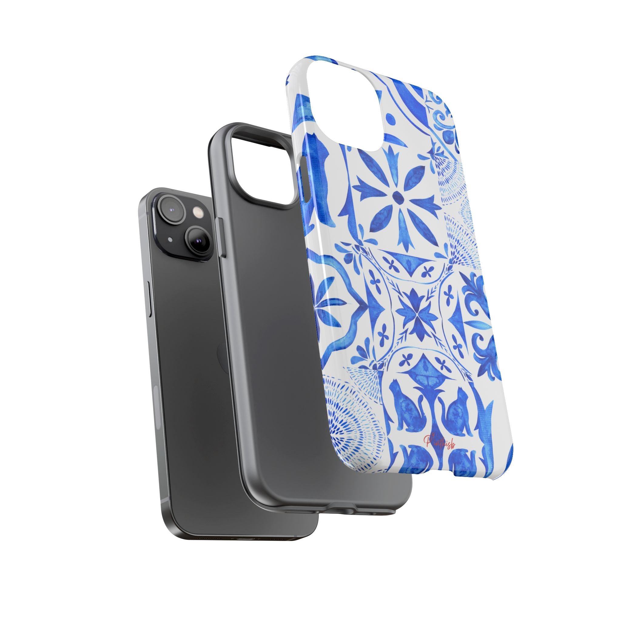 Blue Tile Pattern Tough Phone Case