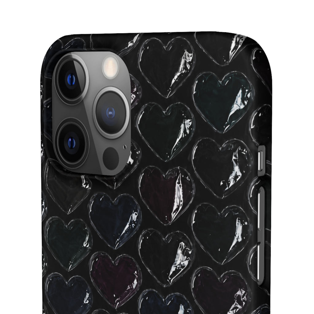 Black Pop Hearts Snap Case
