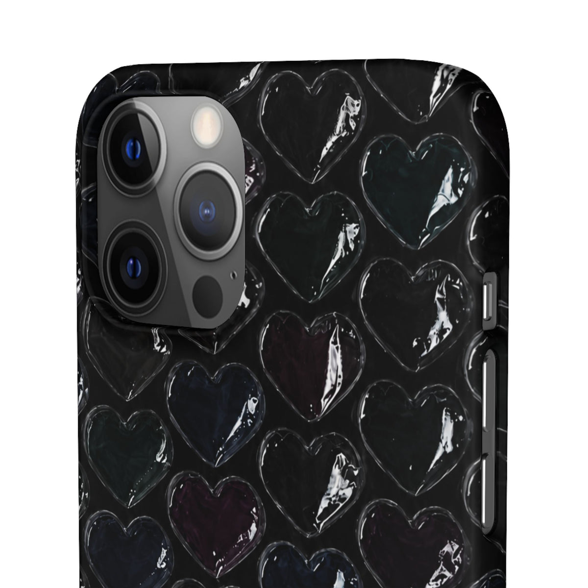 Black Pop Hearts Snap Case
