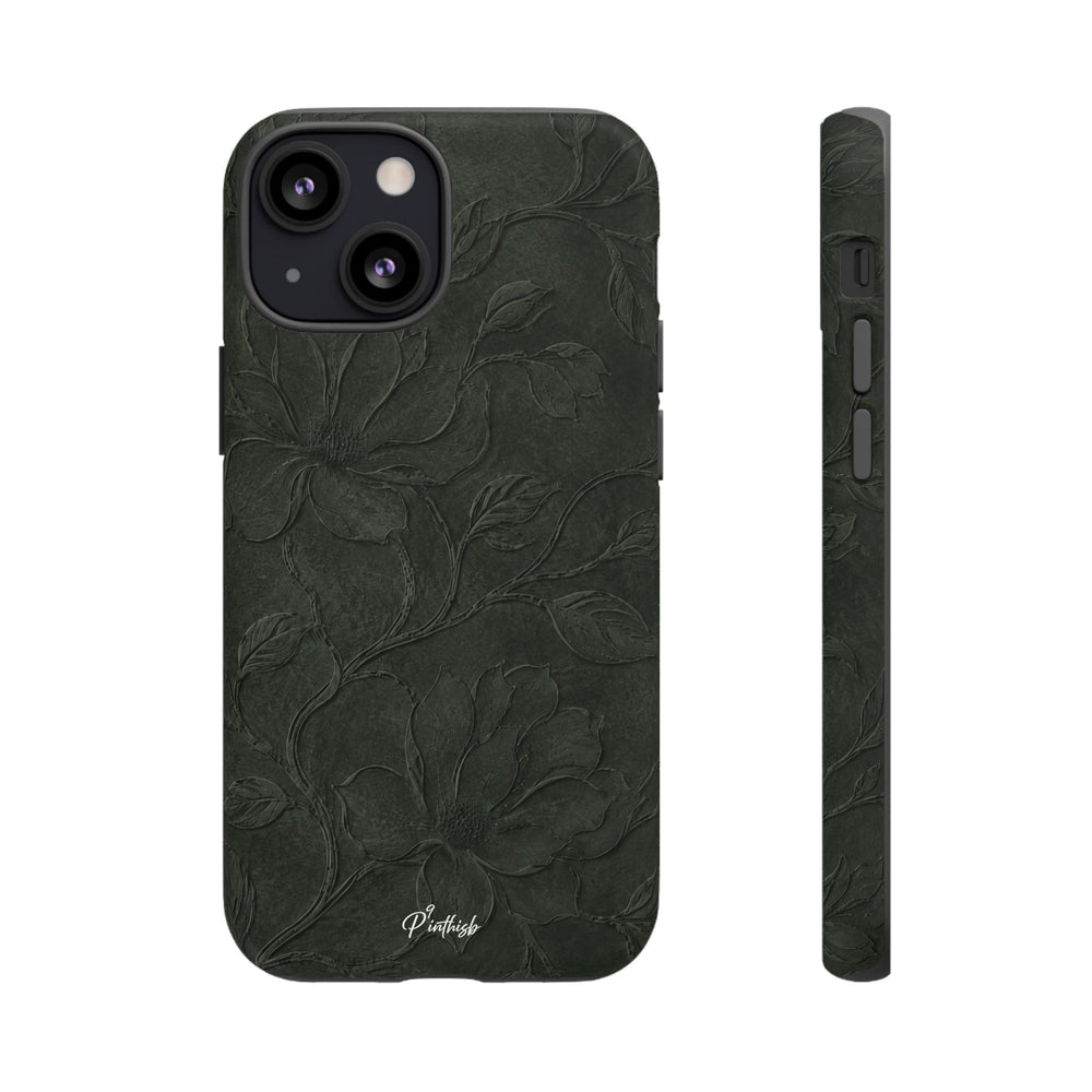 Dark Olive Floral Texture Tough Case