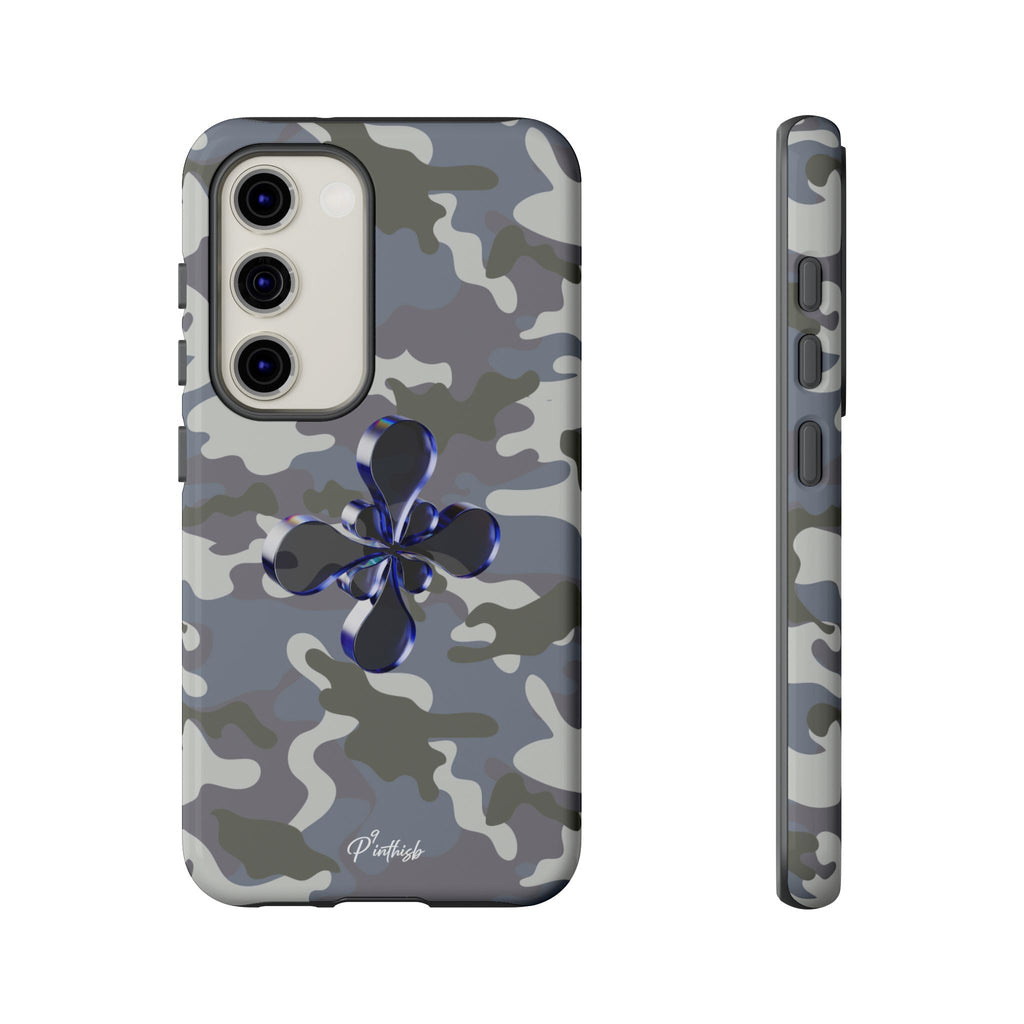 Camouflage with Blue Metallic Clover Tough Case