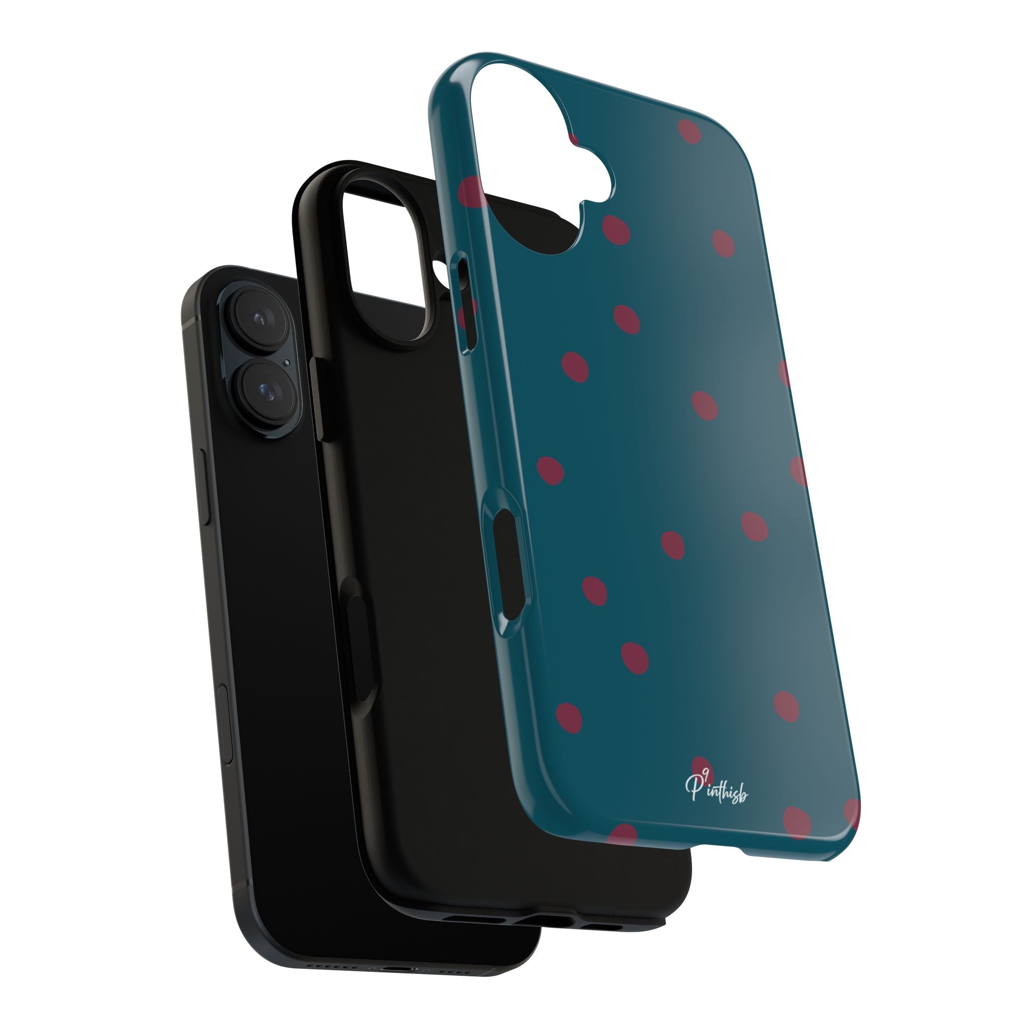 Teal & Burgundy Polka Dot Tough Phone Case