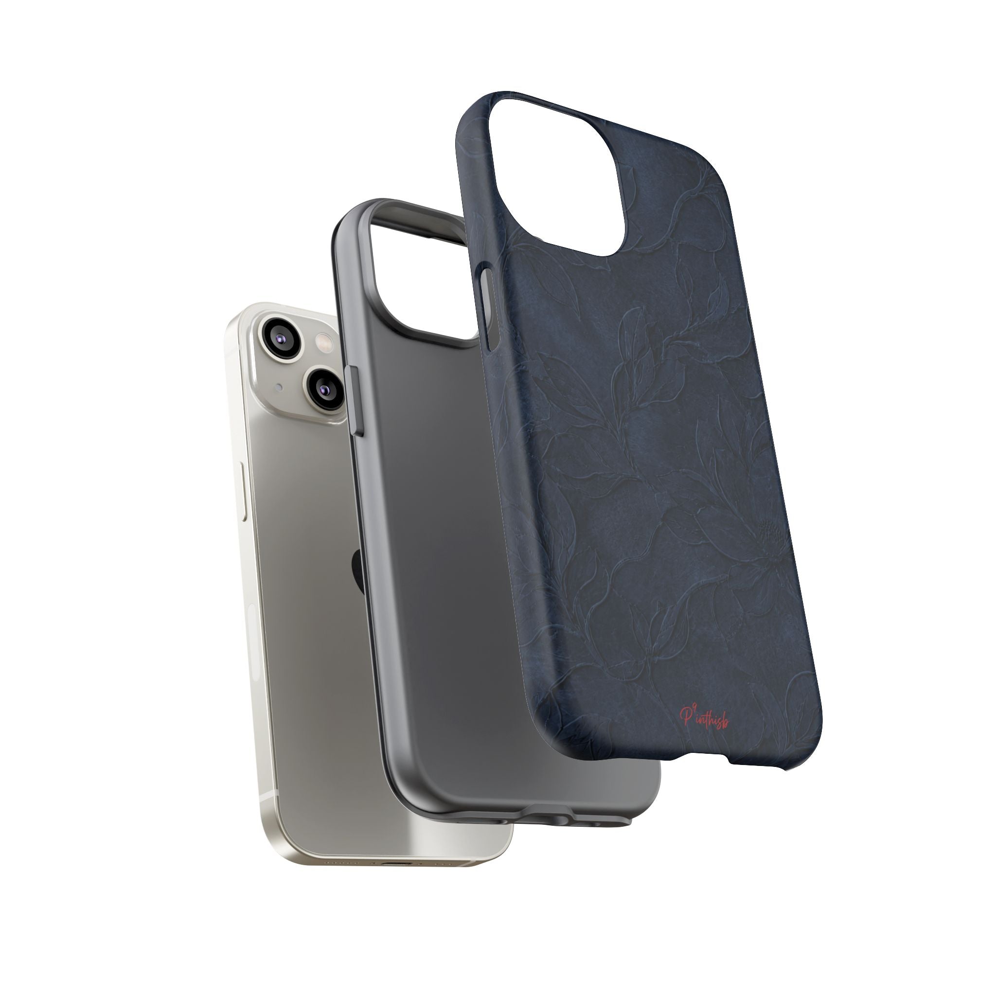 Navy Floral Textured Tough Case