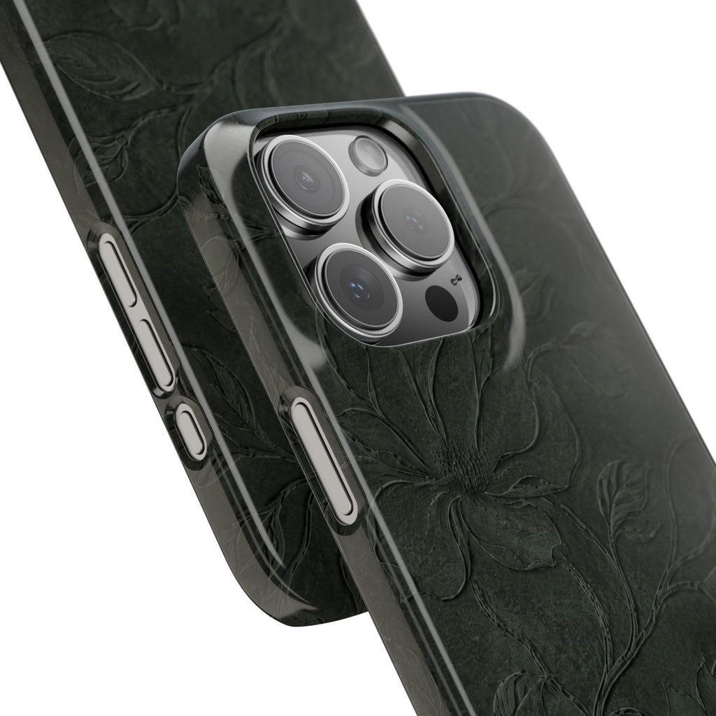 Dark Olive Floral Texture Snap Case