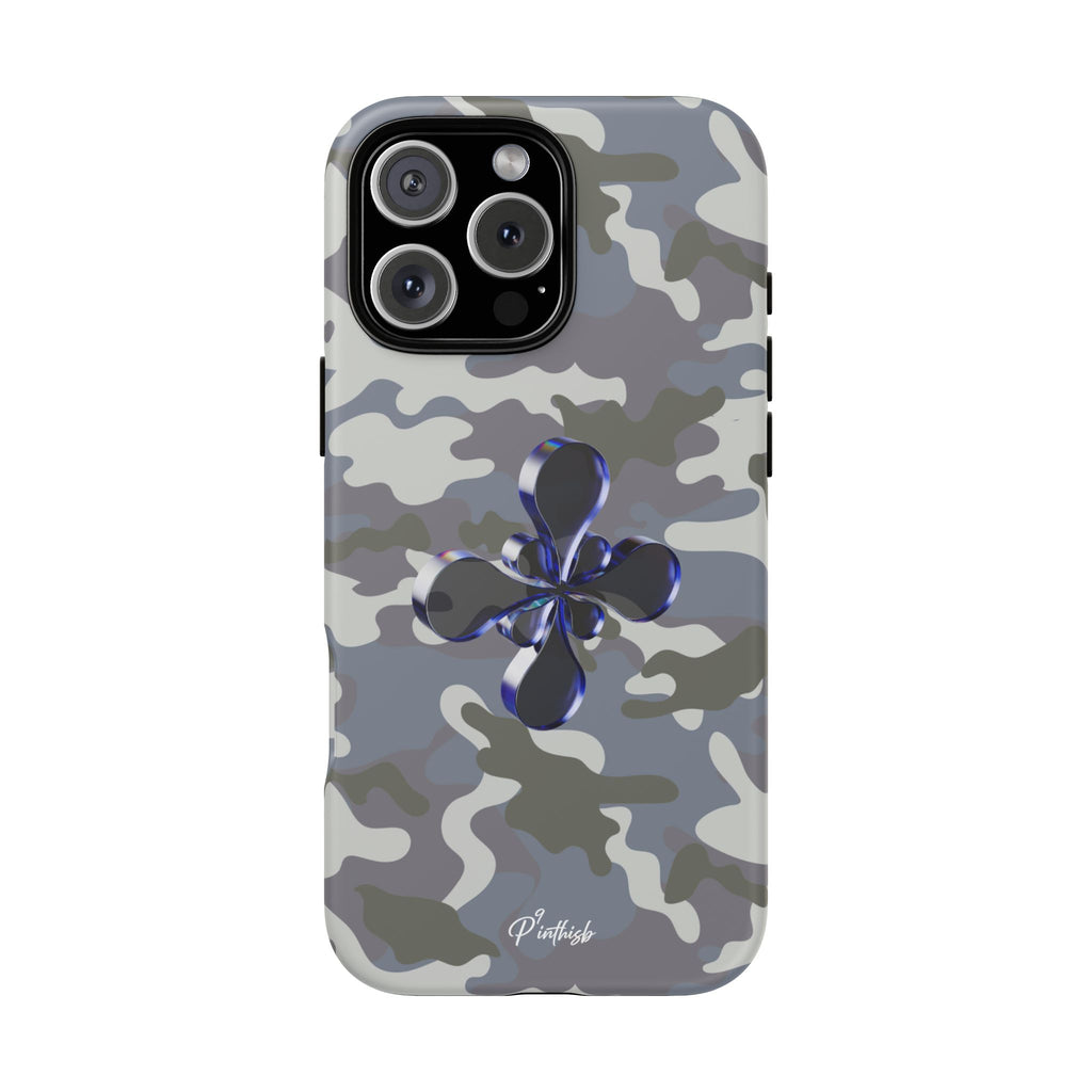 Camouflage with Blue Metallic Clover Tough Case