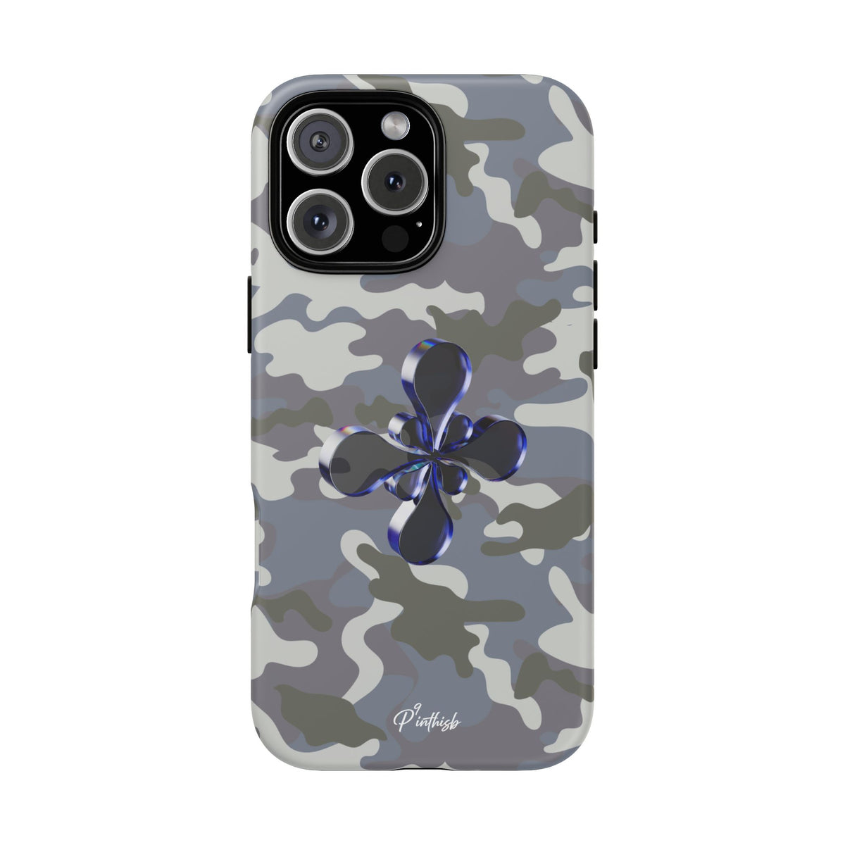 Camouflage with Blue Metallic Clover Tough Case