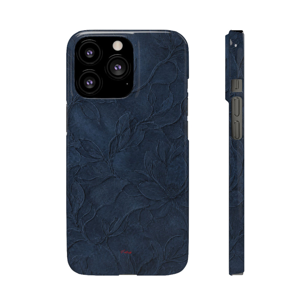 Navy Floral Textured Snap Case