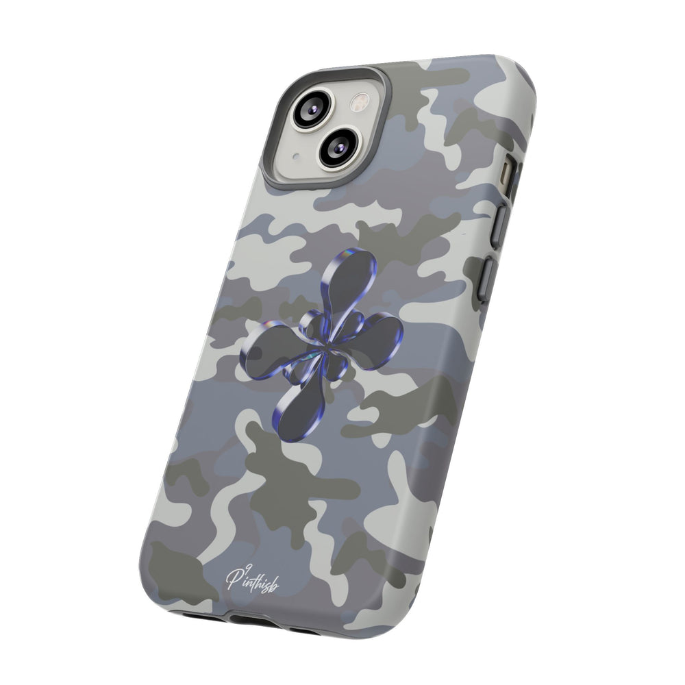 Camouflage with Blue Metallic Clover Tough Case