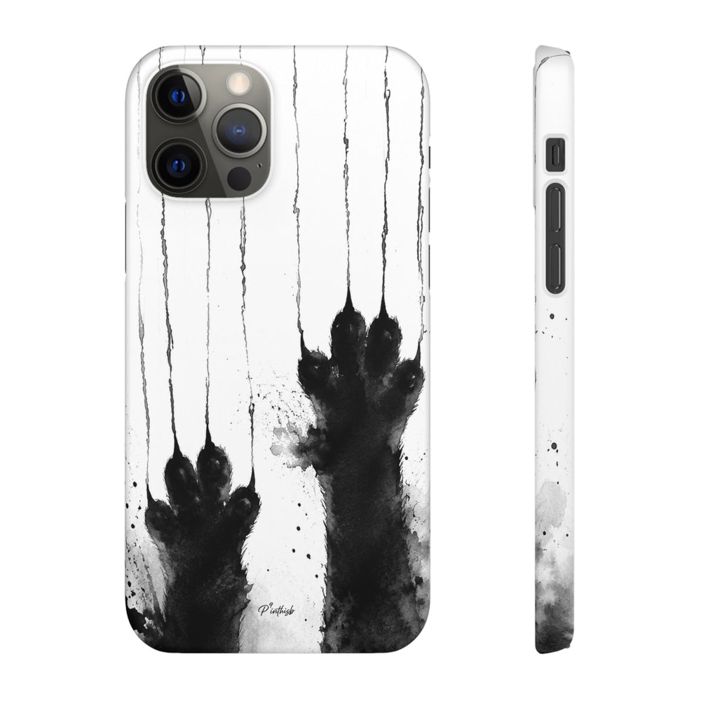 Black Ink Paw Print Snap Case