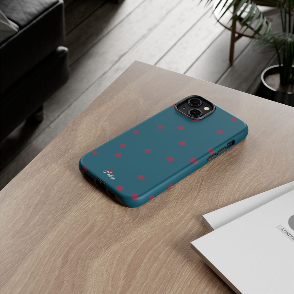 Teal & Burgundy Polka Dot Tough Phone Case