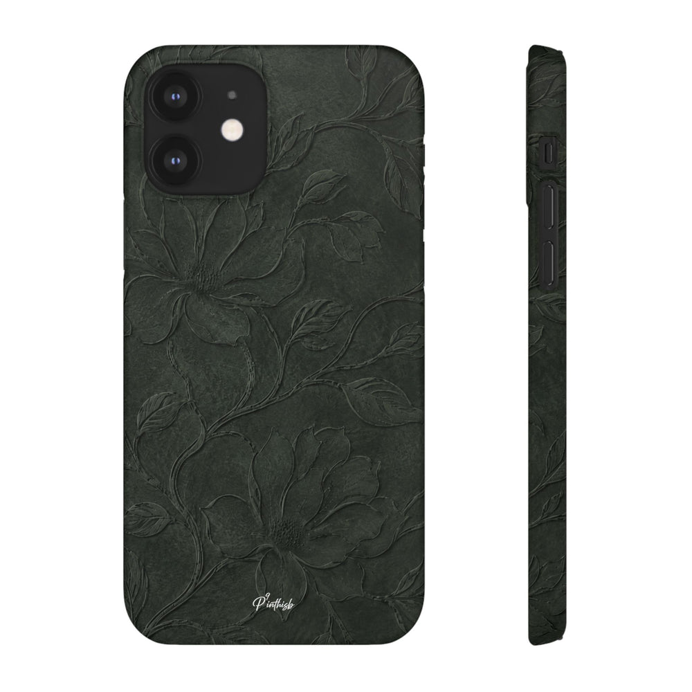 Dark Olive Floral Texture Snap Case