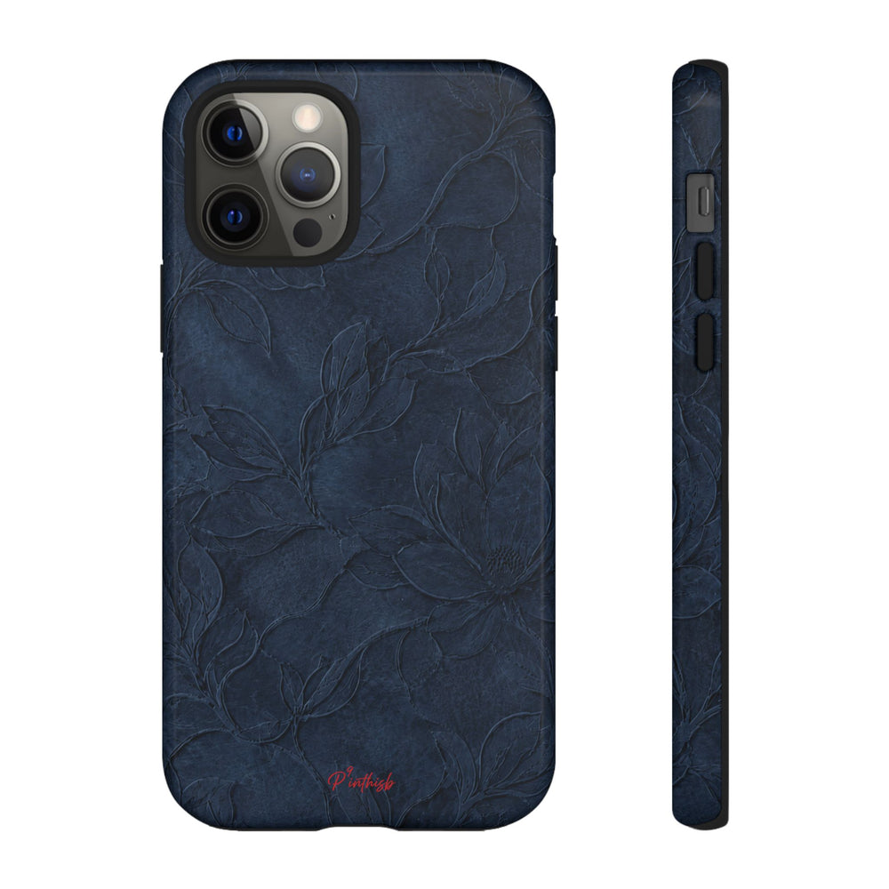 Navy Floral Textured Tough Case