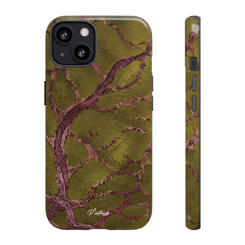 Olive & Rose Gold Tree Pattern Phone Case