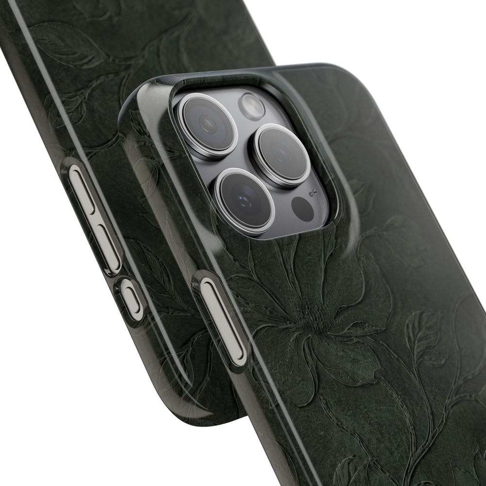 Dark Olive Floral Texture Snap Case
