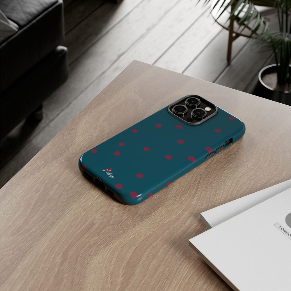 Teal & Burgundy Polka Dot Tough Phone Case