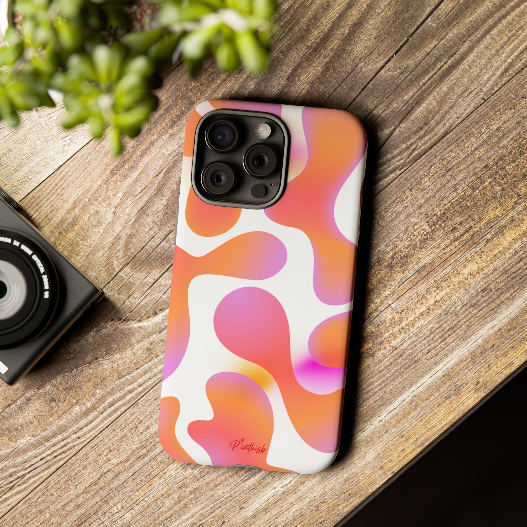 Abstract Orange Pink Camouflage Tough Phone Case