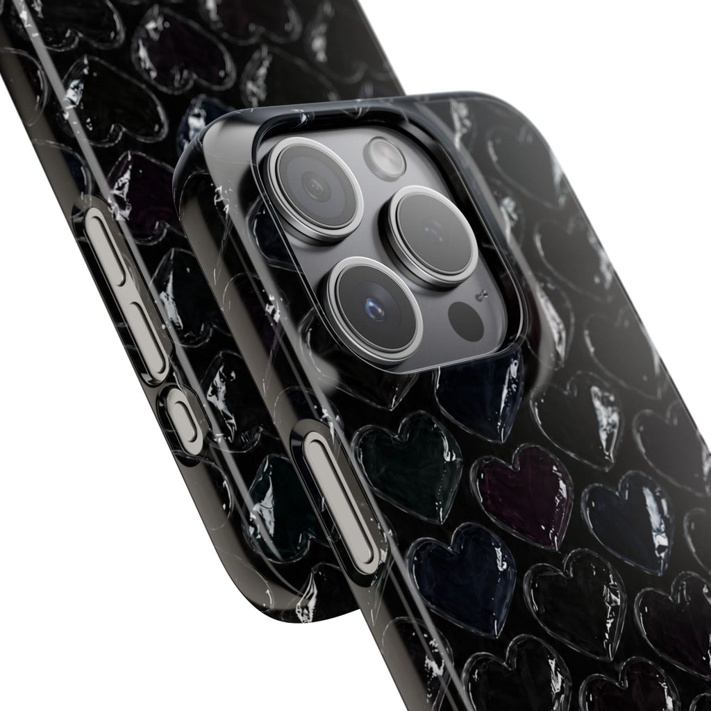 Black Pop Hearts Snap Case