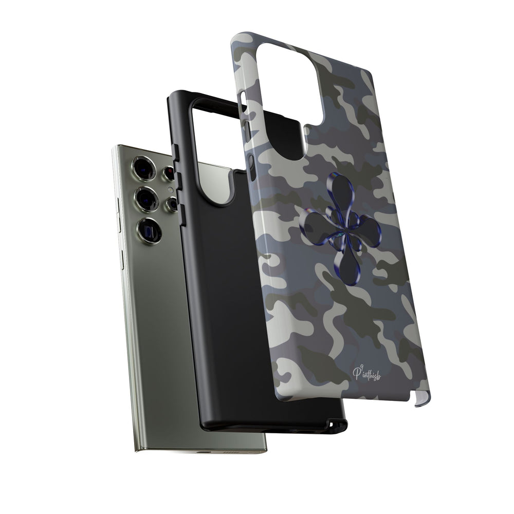 Camouflage with Blue Metallic Clover Tough Case