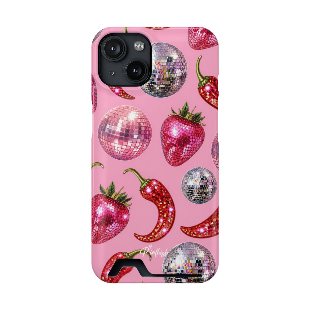 Pink Disco Strawberry & Pepper Phone Card Case