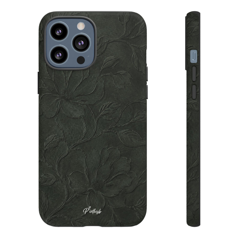 Dark Olive Floral Texture Tough Case