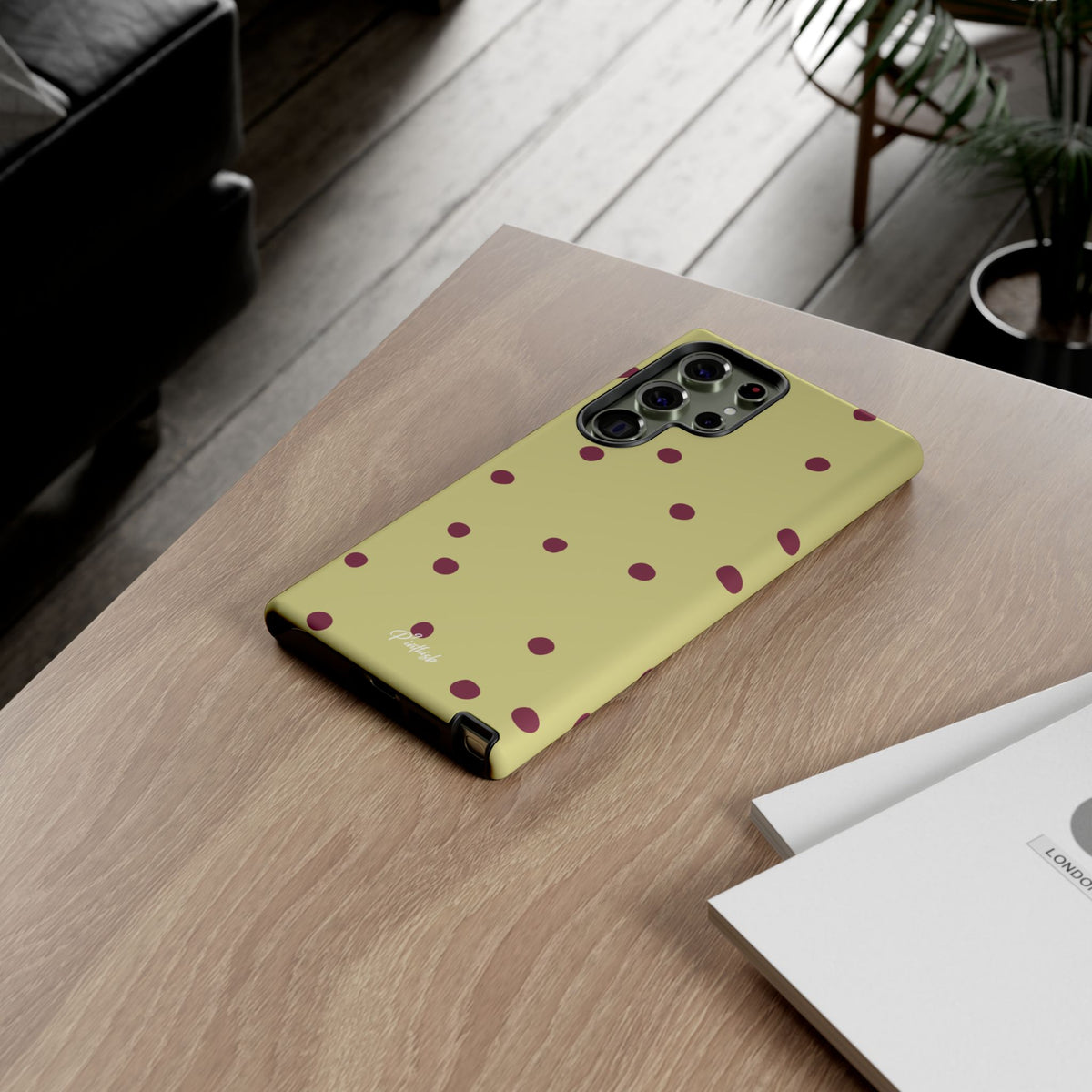 Yellow & Burgundy Polka Dot Tough Phone Case