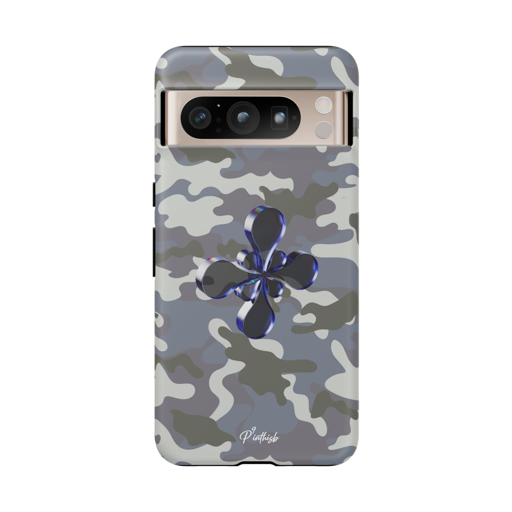 Camouflage with Blue Metallic Clover Tough Case