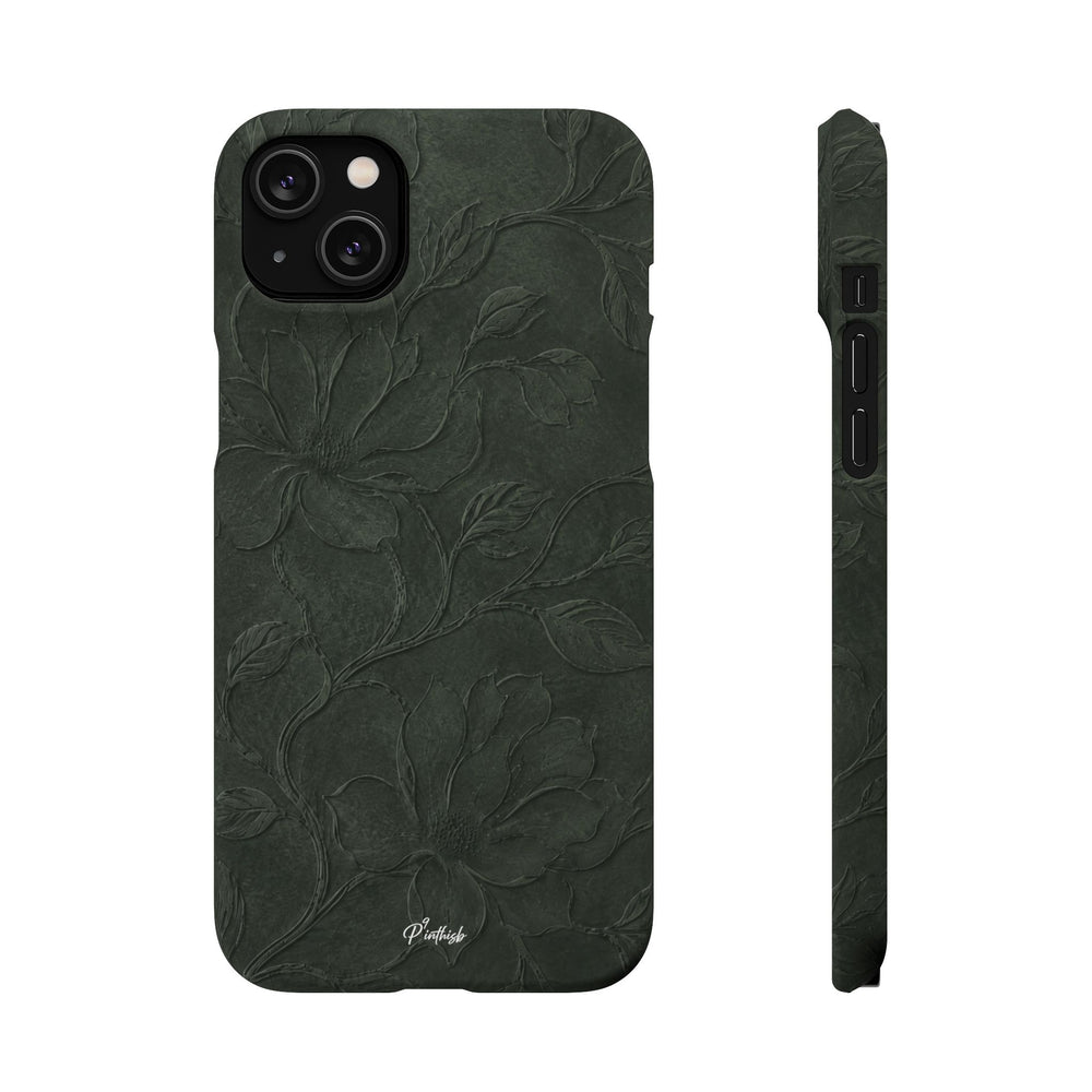 Dark Olive Floral Texture Snap Case