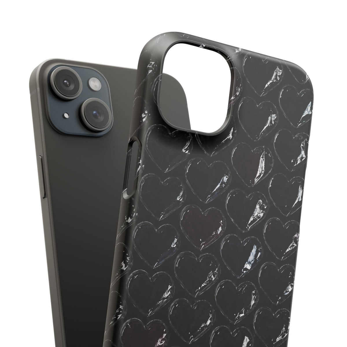 Black Pop Hearts Snap Case