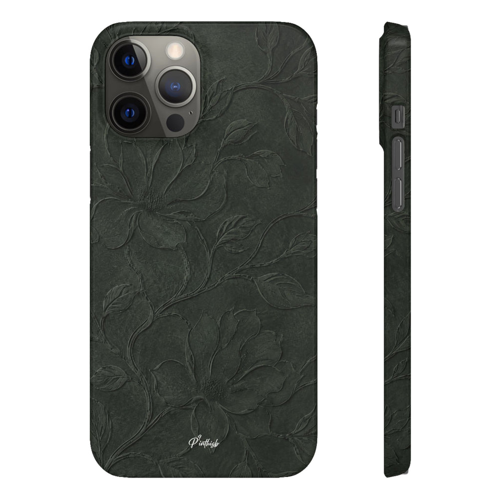 Dark Olive Floral Texture Snap Case