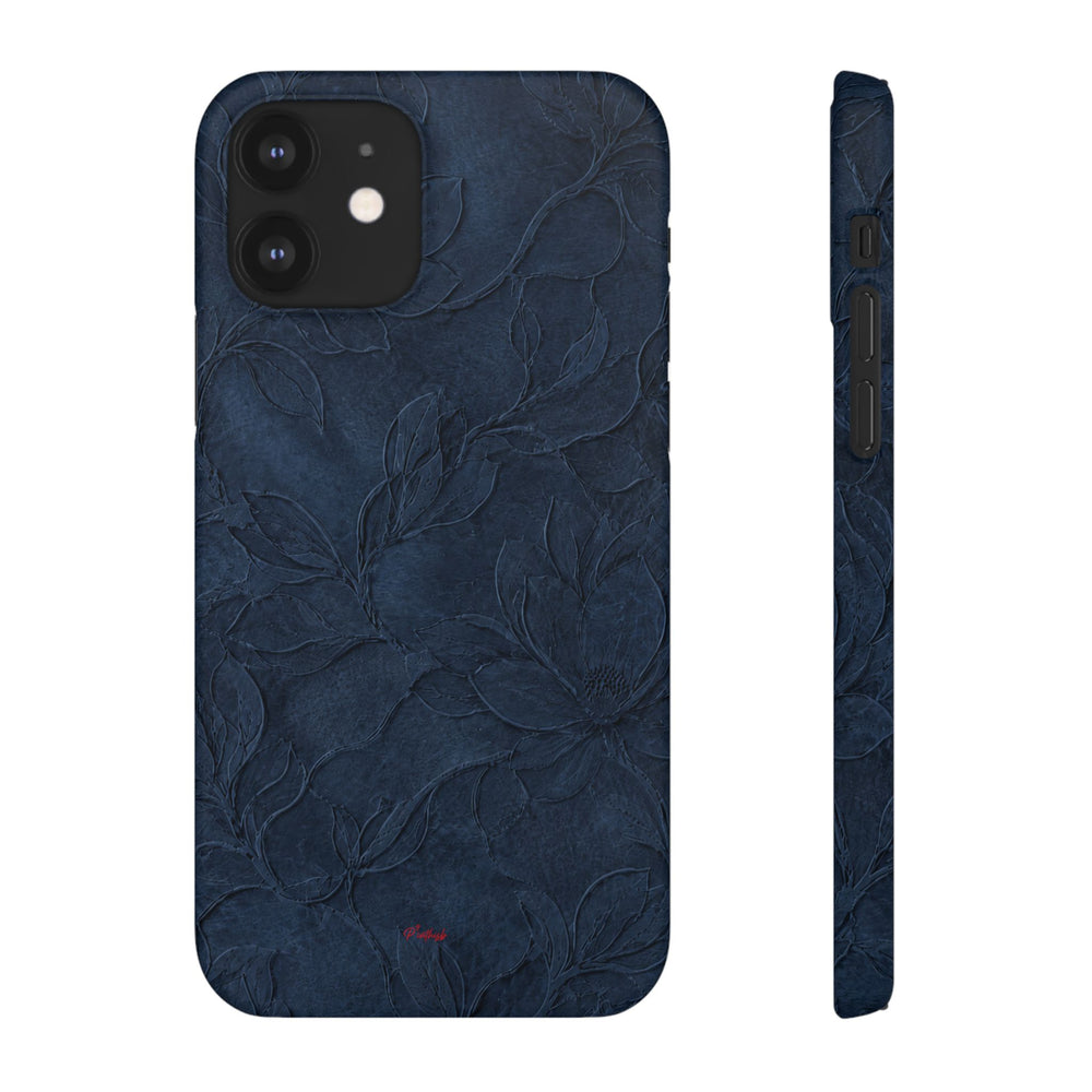 Navy Floral Textured Snap Case