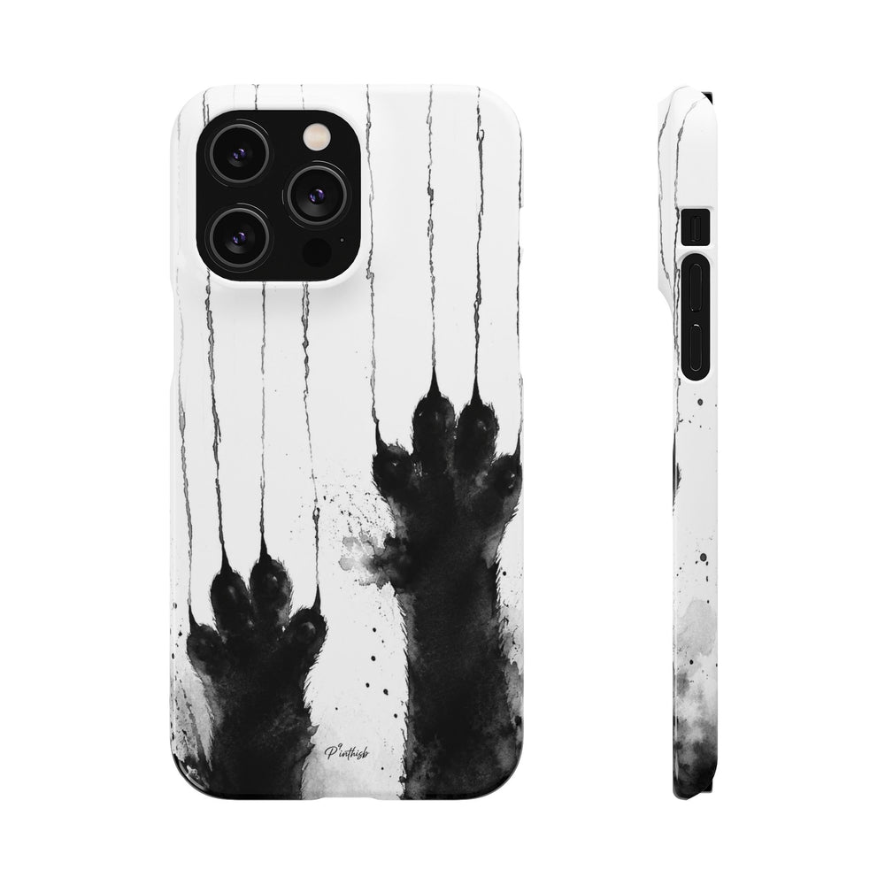 Black Ink Paw Print Snap Case