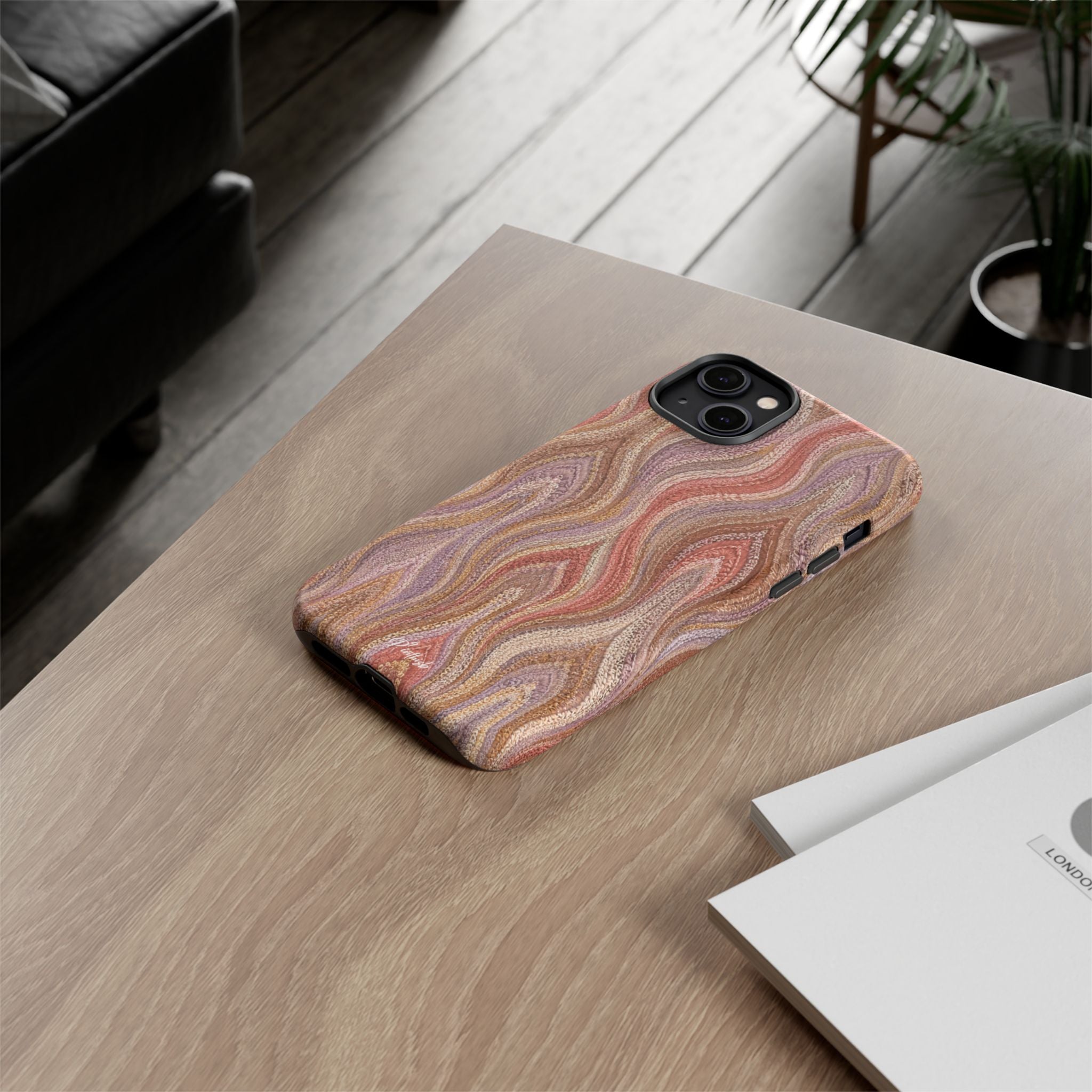 Wavy Peach & Mauve Tough Case