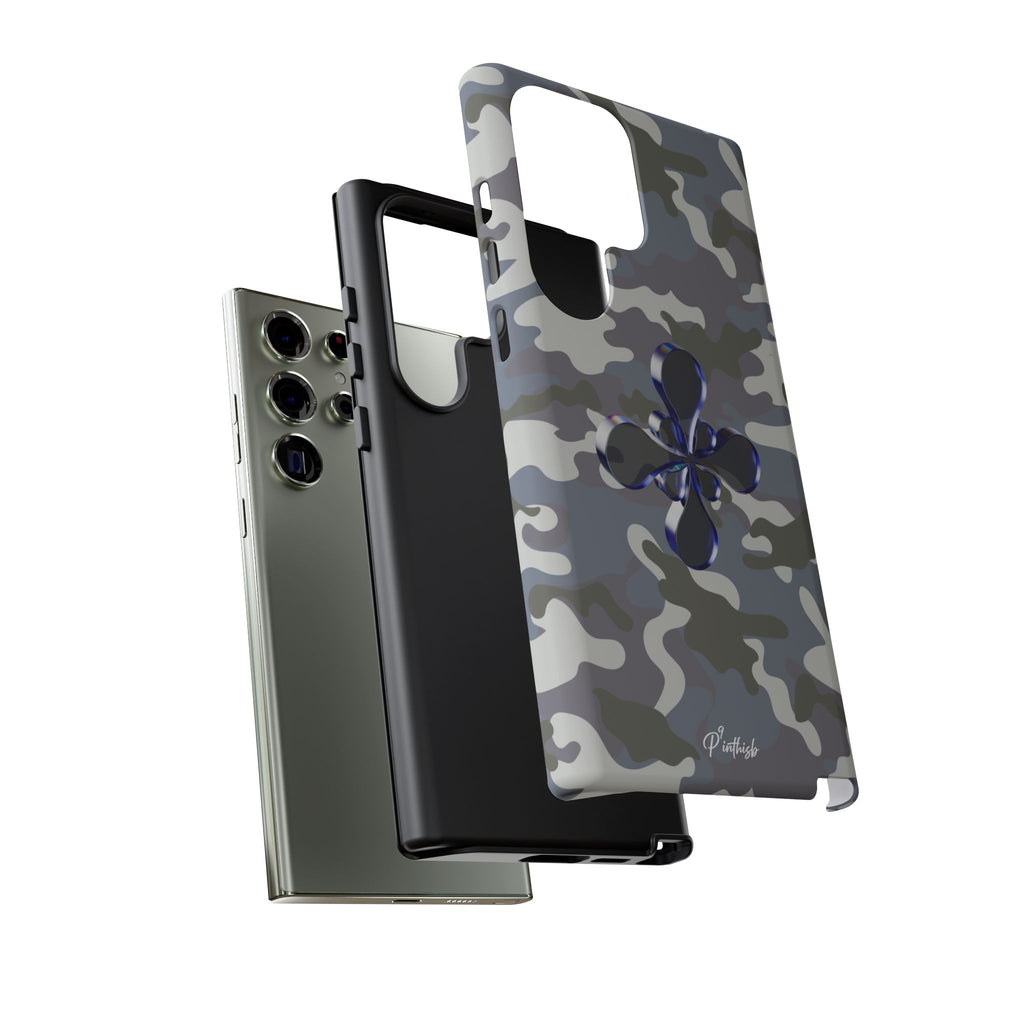 Camouflage with Blue Metallic Clover Tough Case