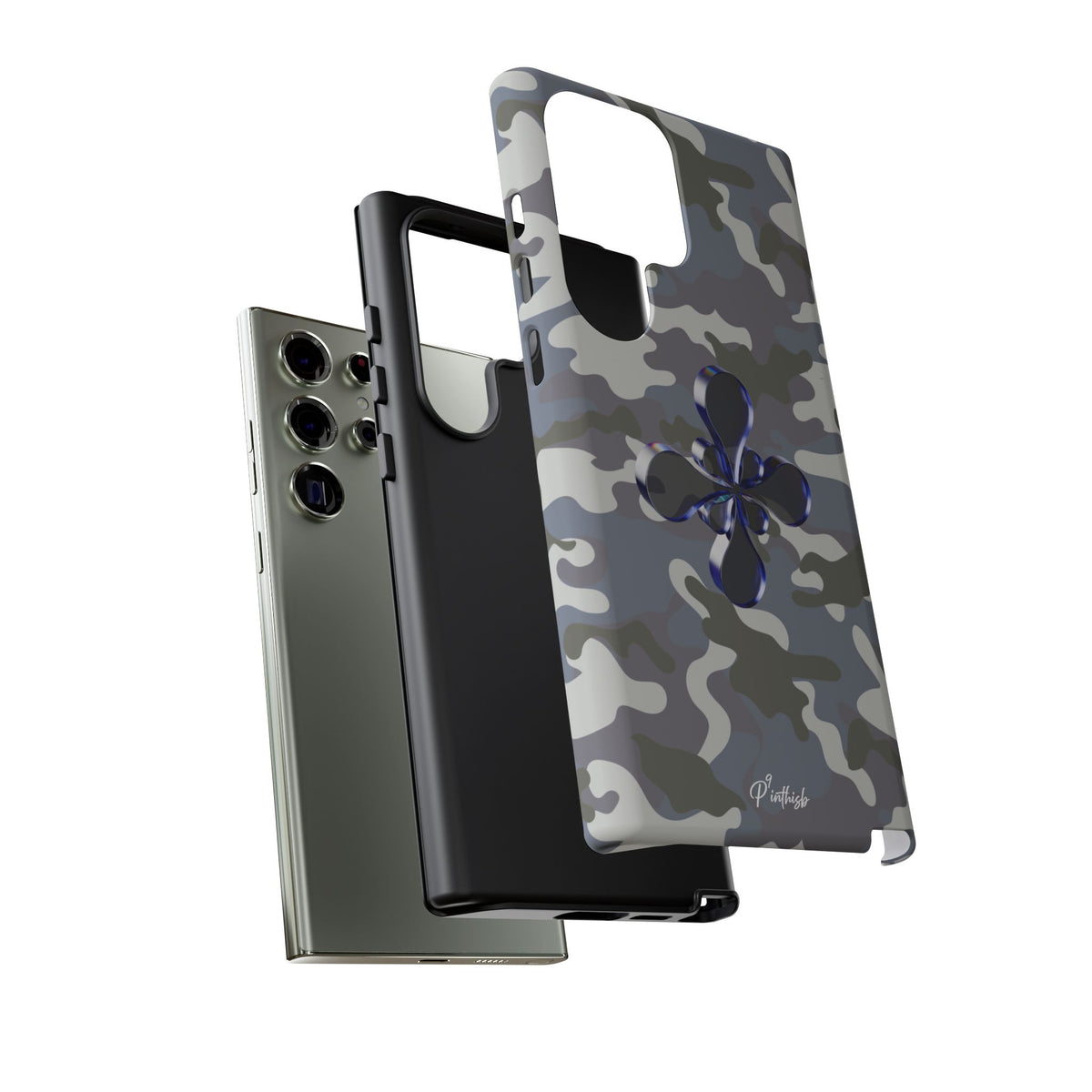 Camouflage with Blue Metallic Clover Tough Case