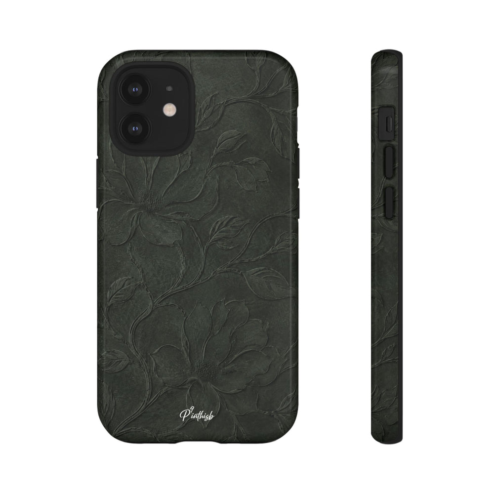 Dark Olive Floral Texture Tough Case